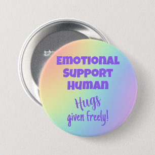 Emotional Support Human Hugs Rainbow Button Knapp