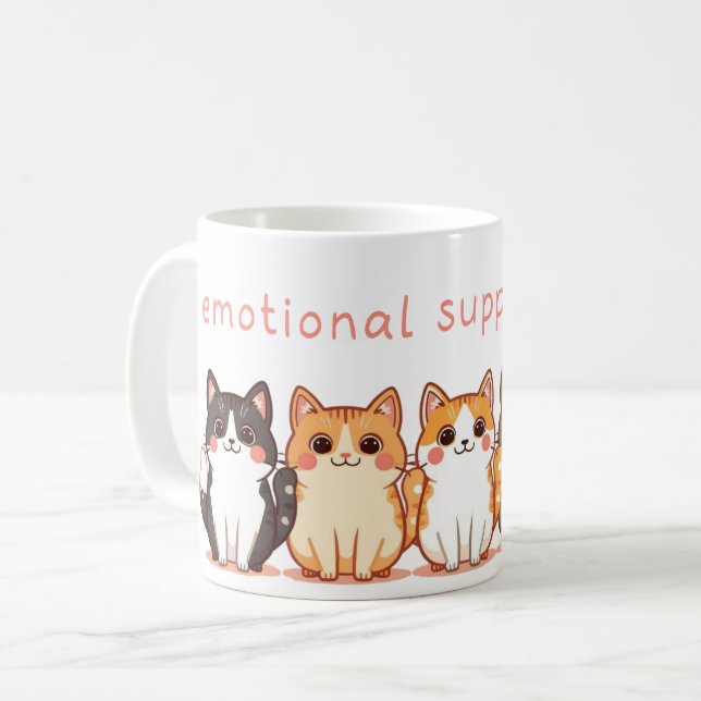 Emotional Support - Kawaii Cutie Kitties - Cat Mom Kaffemugg (Framsida vänster)