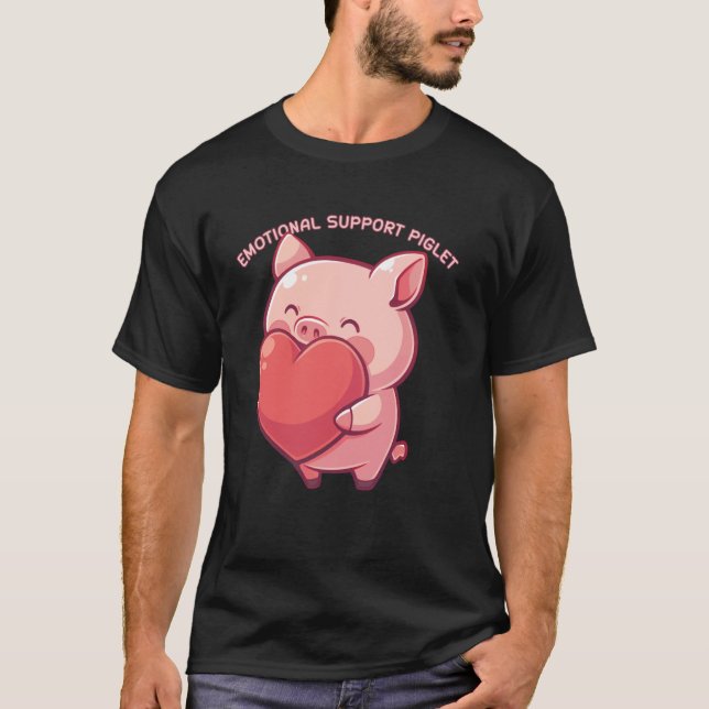 Emotional Support Piglet Cute Kawaii Pig Japanese T Shirt (Framsida)
