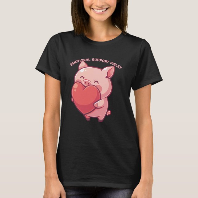 Emotional Support Piglet Cute Kawaii Pig Japanese T Shirt (Framsida)