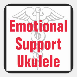 Emotional Support Ukulele - Funny Sticker Fyrkantigt Klistermärke