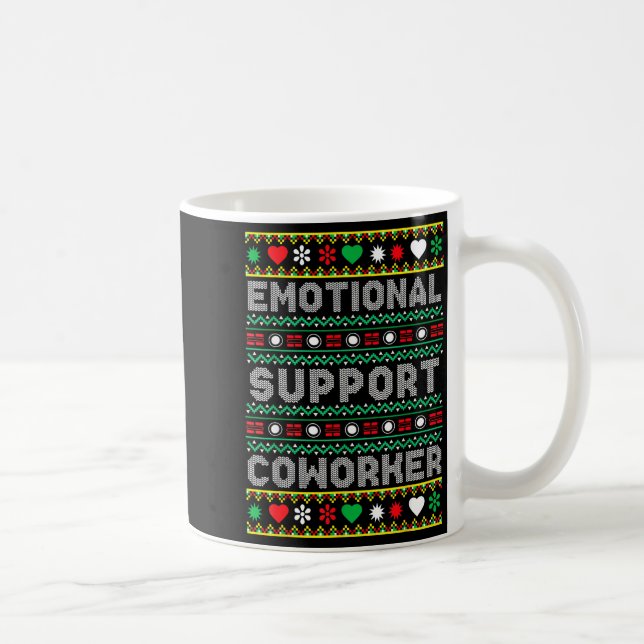 Emotional Suprt Coworker Funny Ugly Christmas Swea Kaffemugg (Höger)