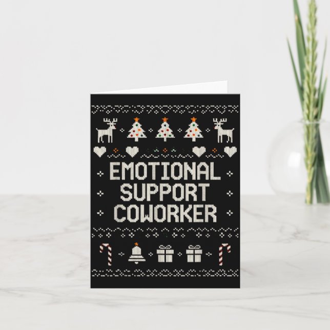 Emotional-suprt Coworker Funny Ugly Christmas Swea Kort (Framsida)