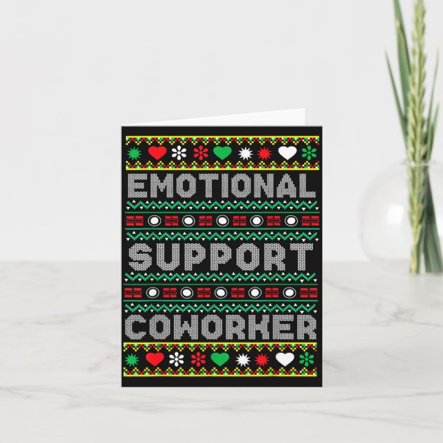 Emotional Suprt Coworker Funny Ugly Christmas Swea Kort (Framsida)