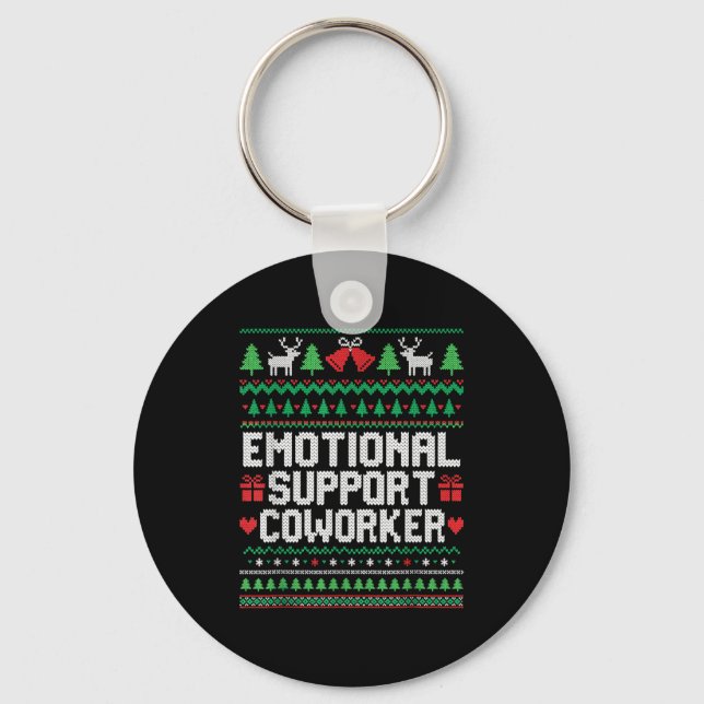 Emotional Suprt Coworker Funny Ugly Christmas Swea Nyckelring (Framsida)