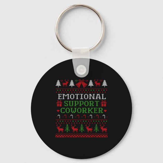 Emotional Suprt Coworker Funny Ugly Christmas Swea Nyckelring (Framsida)