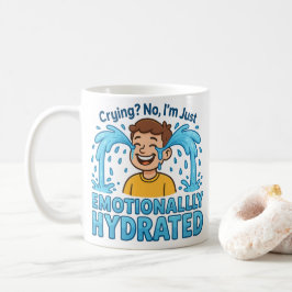 Emotionally Hydrated Funny Crying Cartoon Kaffemugg
