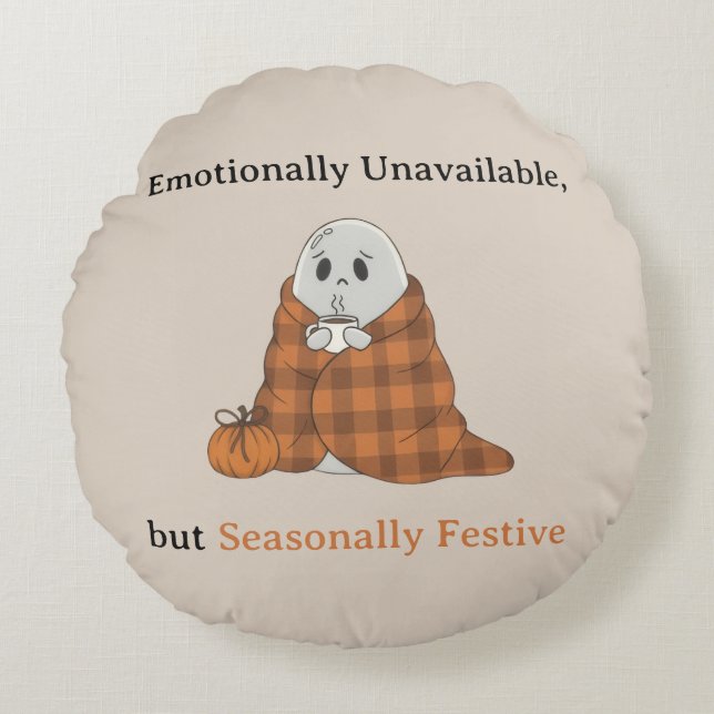 Emotionally Unavailable but Seasonally Festive Rund Kudde (Framsidan)