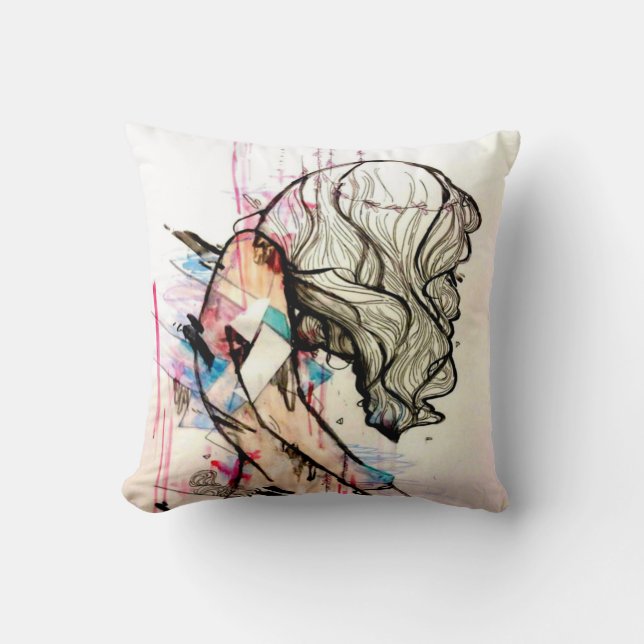 emotionell konst för rosamodeillustration kudde (Framsida)