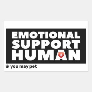 Emotionell support - humant, hjärt- och blekpapper rektangulärt klistermärke