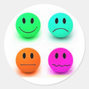 Emotionella ansikten runt klistermärke