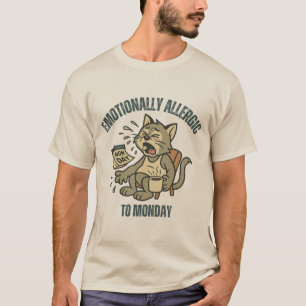 Emotionellt allergisk till måndag - roligt Retro- T Shirt
