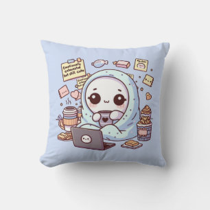 Emotionellt exhausted but still Cute Ghost Kawaii Kudde
