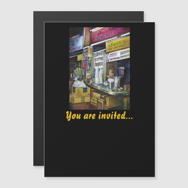 Emotionellt laddade ljusstyrkor, Singapore Magnetisk Inbjudningskort (Fram/baksida)