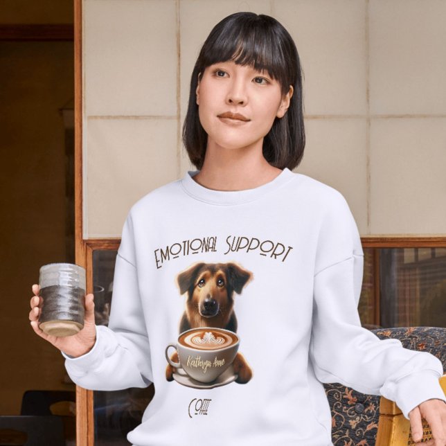 Emotionellt stöd för kaffe för akut psykisk hälsa t shirt (Emotional Support Coffee with Cute Dog, Funny Mental Health T-Shirt )