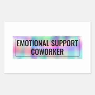 Emotionerad supportmedarbetare rektangulärt klistermärke