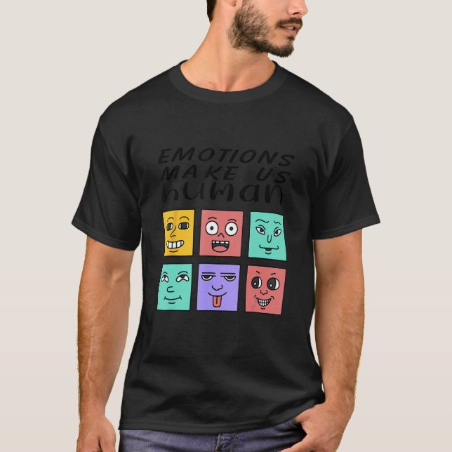 Emotions Make Us Human Retro Mental Health Positiv T Shirt (Framsida)