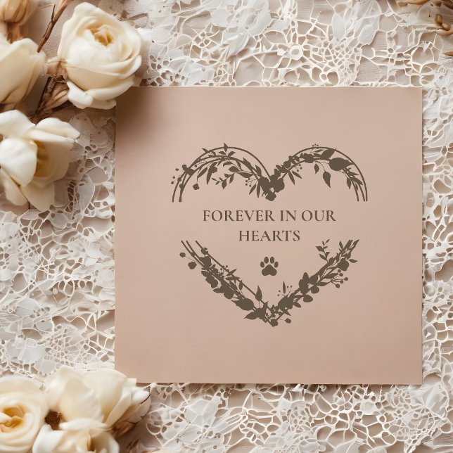 Emotive Wildflowers Heart Memorial Paw Condolence  Stämpel (Emotive Wildflowers Heart Memorial Paw Condolence Rubber Stamp.)