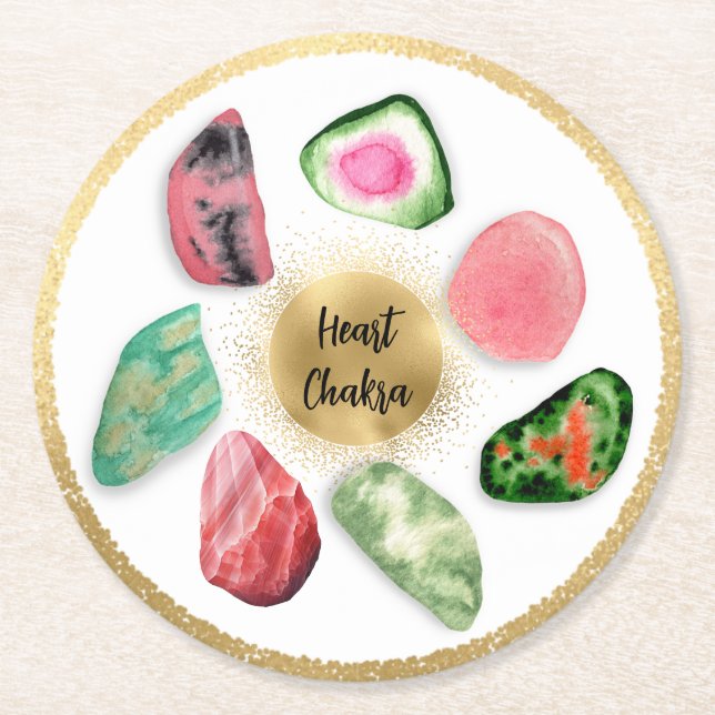 *~* Emoto Vatten Heart Chakra AP64 Papper Underläg Underlägg Papper Rund (Framsidan)