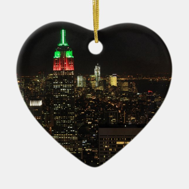 Emp St Byggnad som Färger jul på natten 01 Julgransprydnad Keramik (Framsidan)