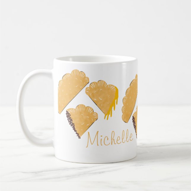 Empanada köttost droppande Handritad Kaffemugg (Vänster)