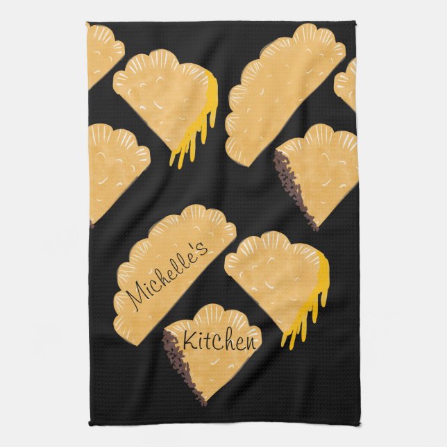 Empanada köttost droppande Handritad   Kökshandduk (Vertikal)