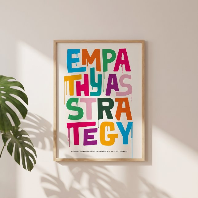 Empati som strategi - Typografi Print | Väggkonst (Bold color, clear message about empathy.)