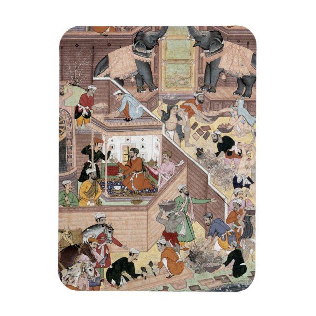 Emperor Akbar (r.1556-1605) som inspekterar byggna Magnet (Vertikal)