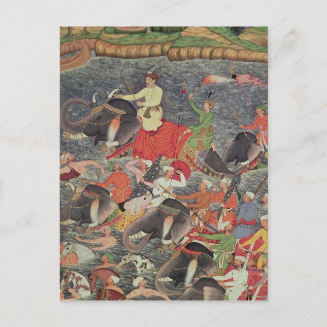 Emperor Akbar som korsar floden Ganges Vykort (Framsida)