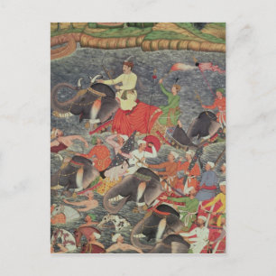 Emperor Akbar som korsar floden Ganges Vykort