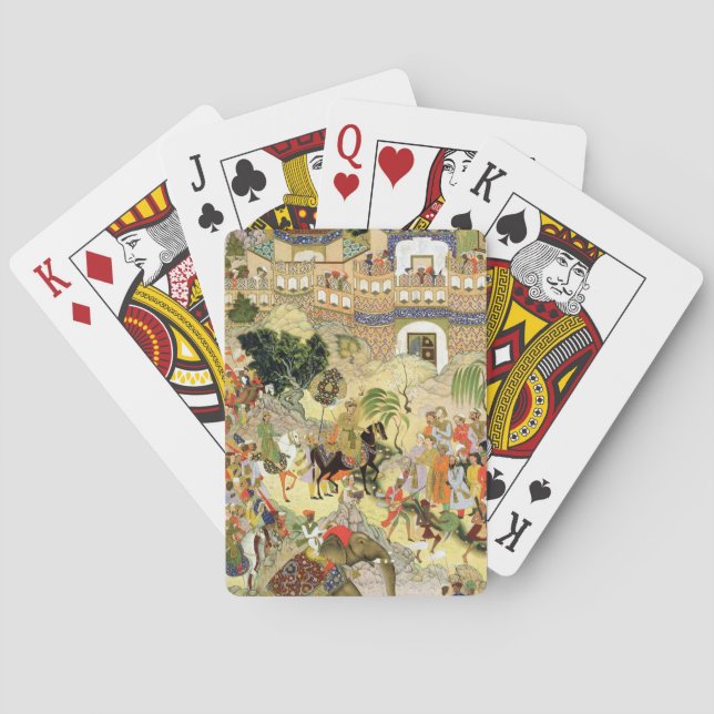 Emperor Akbars triumfatoriska inträde i Surat, frå Casinokort (Baksidan)