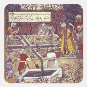 Emperor Babur och hans arkitekt Fyrkantigt Klistermärke
