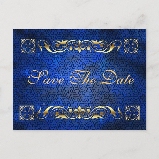 Emperor Blue Save Date Postcard Meddelande Vykort (Framsida)