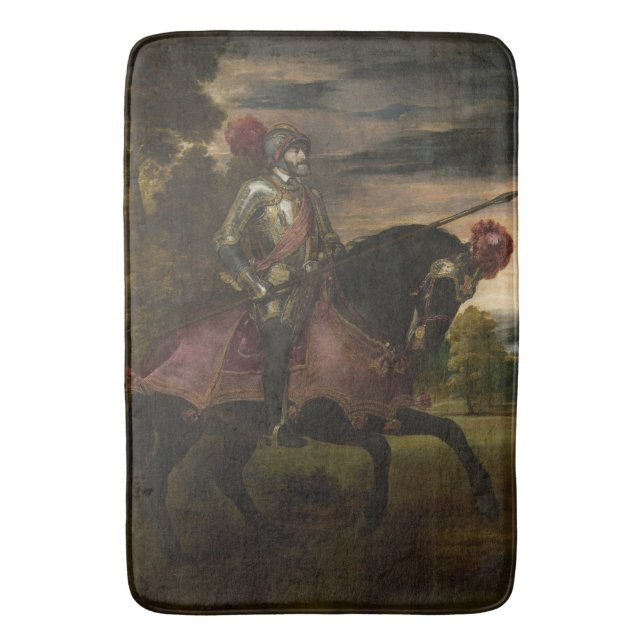 Emperor Charles V om Horseback (av titian) Badrumsmatta (Framsidan (Vertikal))