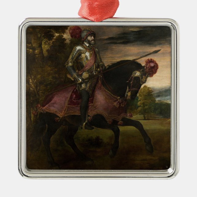 Emperor Charles V om Horseback (av titian) Julgransprydnad Metall (Framsidan)