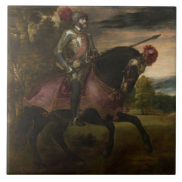 Emperor Charles V om Horseback (av titian) Kakelplatta