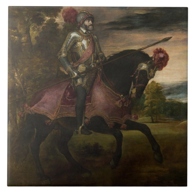 Emperor Charles V om Horseback (av titian) Kakelplatta (Framsidan)