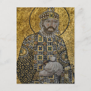 Emperor Constantine IX Byzantine Mosaic Icon Vykort