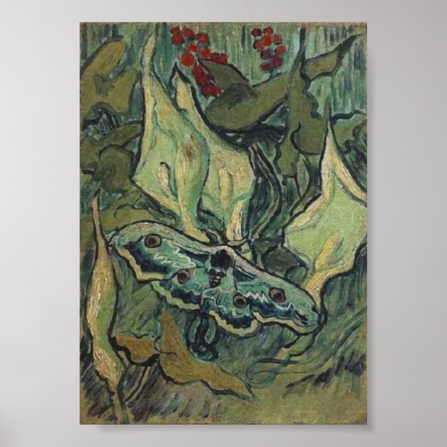 Emperor eller Underbar Peacock Moth Van Gogh Fine  Poster (Framsidan)