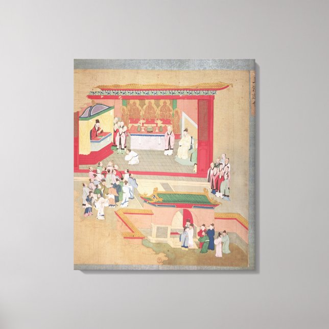 Emperor Hui Tsung som utövar verksamhet med buddhi Canvastryck (Framsida)