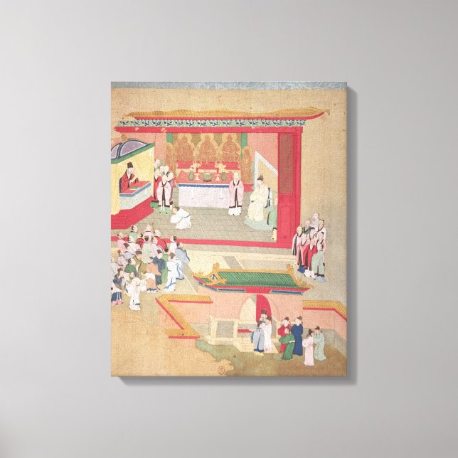 Emperor Hui Tsung som utövar verksamhet med buddhi Canvastryck (Framsida)