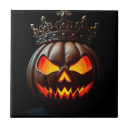 Emperor Jack-O-Lantern Halloween Ceramic Tile Kakelplatta
