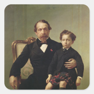 Emperor Louis-Napoleon Bonaparte och hans son Fyrkantigt Klistermärke