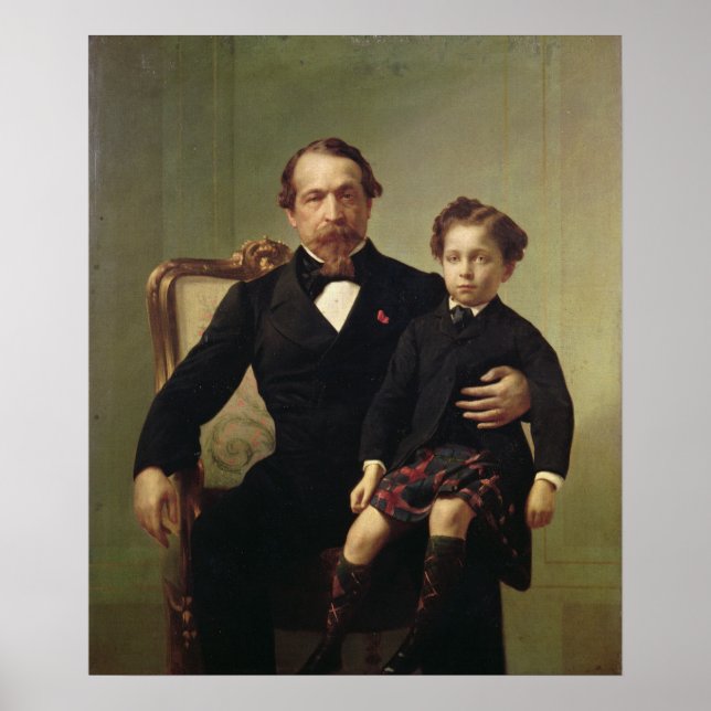 Emperor Louis-Napoleon Bonaparte och hans son Poster (Framsidan)