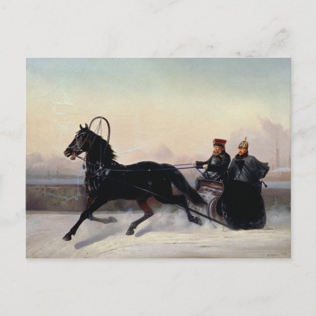 Emperor Nicholas I Driving in a Sleigh Vykort (Framsida)
