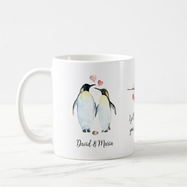 Emperor Penguin Couple i Kärlek Kaffemugg (Vänster)