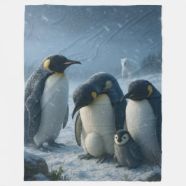 Emperor, penguin family and chick Arctic snowf fal Fleecefilt