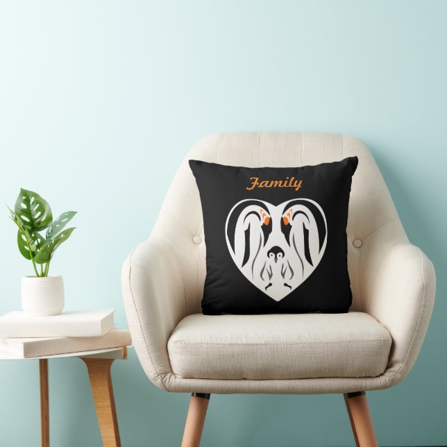 Emperor Penguin Family Kärlek Heart Kudde (Stol)