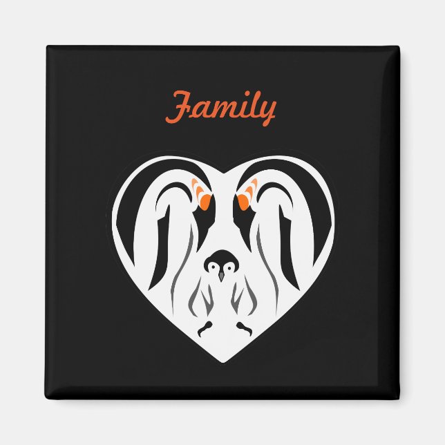 Emperor Penguin Family Kärlek Heart Magnet (Framsidan)
