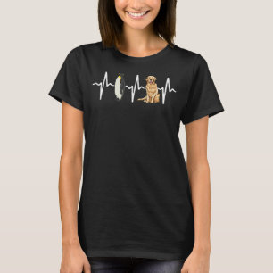 Emperor Penguin Golden Retriever Heartslag Hund T Shirt
